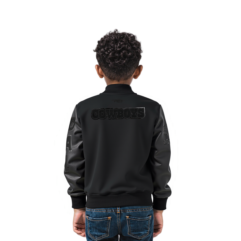 NFL DALLAS COWBOYS TRIPLE BLACK TODDLER BOYS WOOL VARSITY JACKET (JET BLACK)