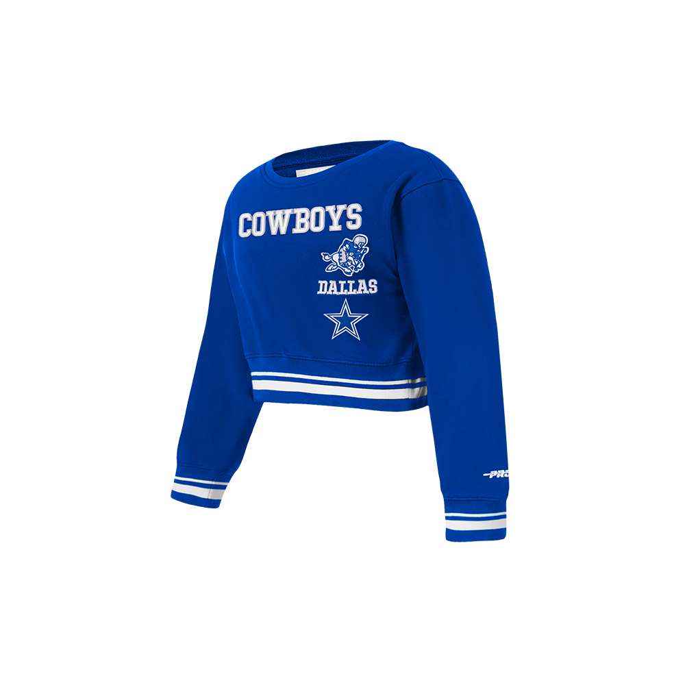 NFL DALLAS COWBOYS RETRO CLASSIC TODDLER GIRLS  RIB FLEECE CREWNECK (DODGER BLUE)