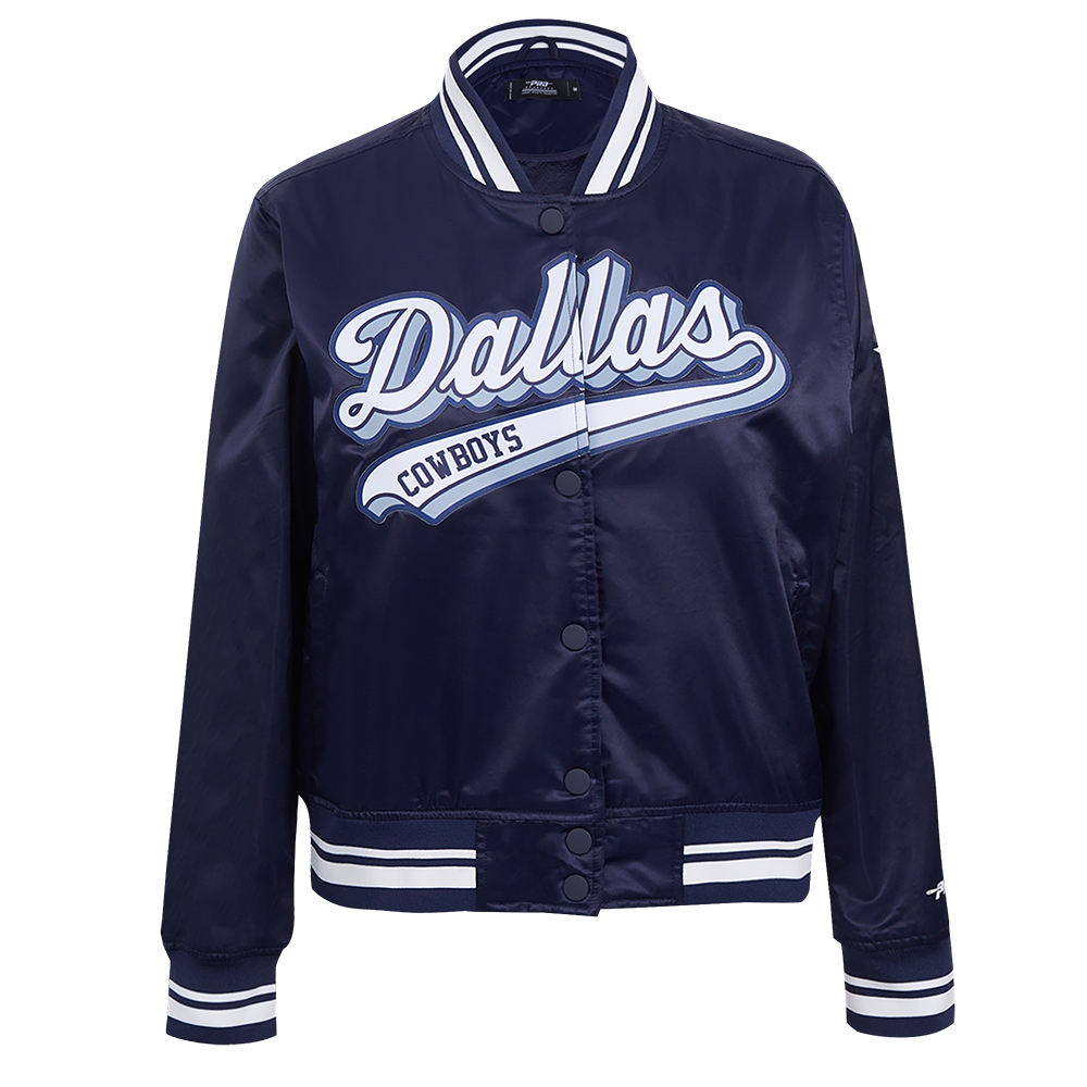 NFL DALLAS COWBOYS SCRIPT TAIL WOMEN'S SATIN JACKET (MIDNIGHT NAVY ...