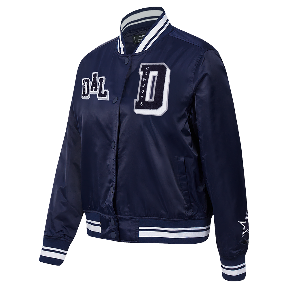 NFL DALLAS COWBOYS MASHUP WOMEN'S RIB SATIN JACKET (MIDNIGHT NAVY)