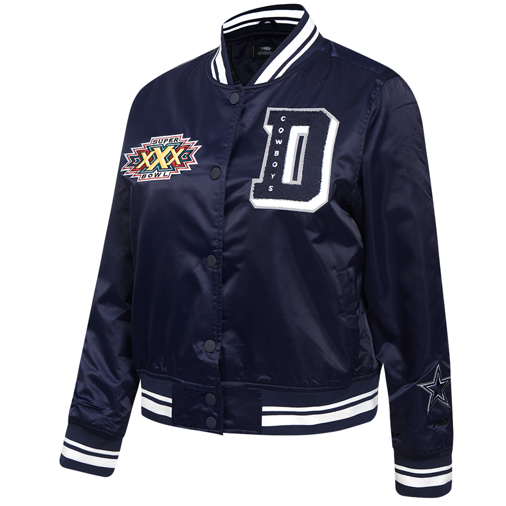 NFL DALLAS COWBOYS MASHUP WOMEN'S RIB SATIN JACKET (MIDNIGHT NAVY)