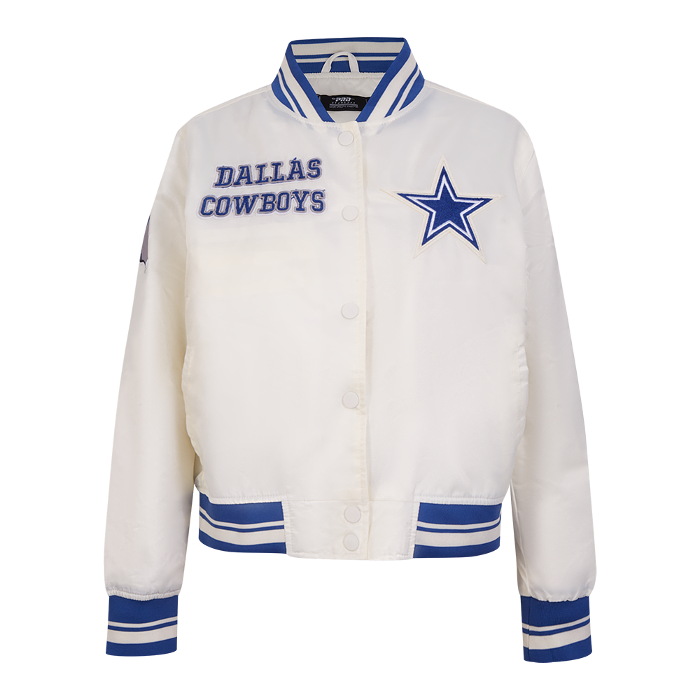 NFL DALLAS COWBOYS RETRO CLASSIC WOMEN'S RIB SATIN JACKET (EGGSHELL/DO ...