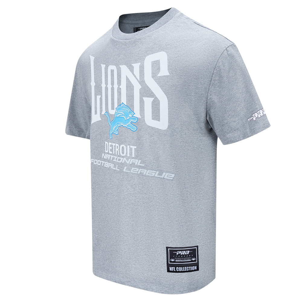 NFL DETROIT LIONS CITY TOUR 2.0 MEN'S COTTON JERSEY DROP SHOULDER TEE (DARK HEATHER GRAY)