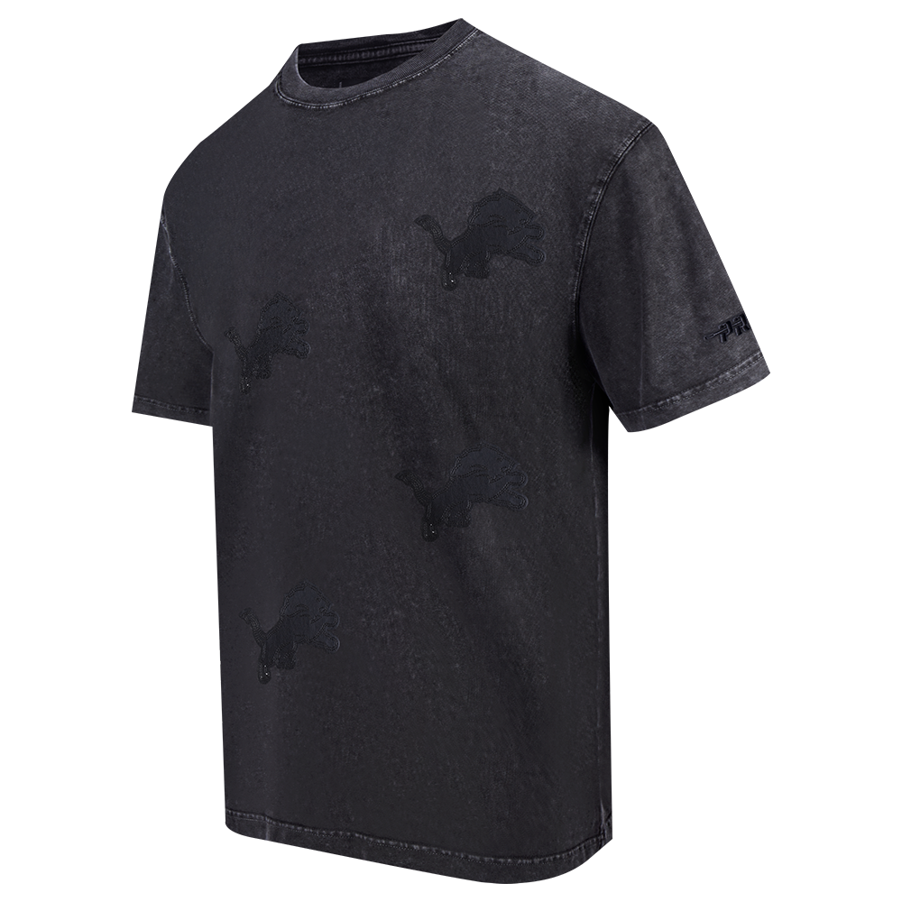 NFL DETROIT LIONS WASHED VANGUARD MEN'S ENZYME WASH CJ DROP SHOULDER (WASHED BLACK)