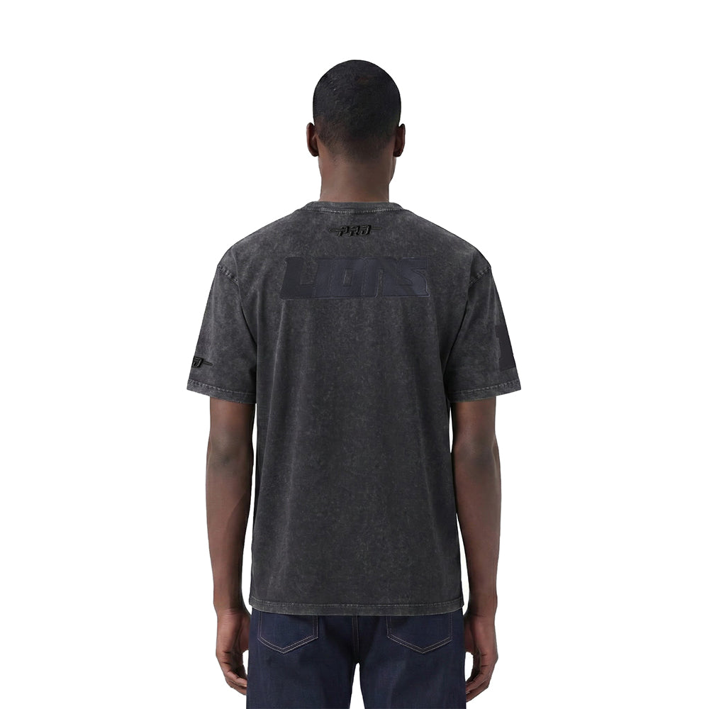 NFL DETROIT LIONS WASHED VANGUARD MEN'S ENZYME WASH CJ DROP SHOULDER (WASHED BLACK)