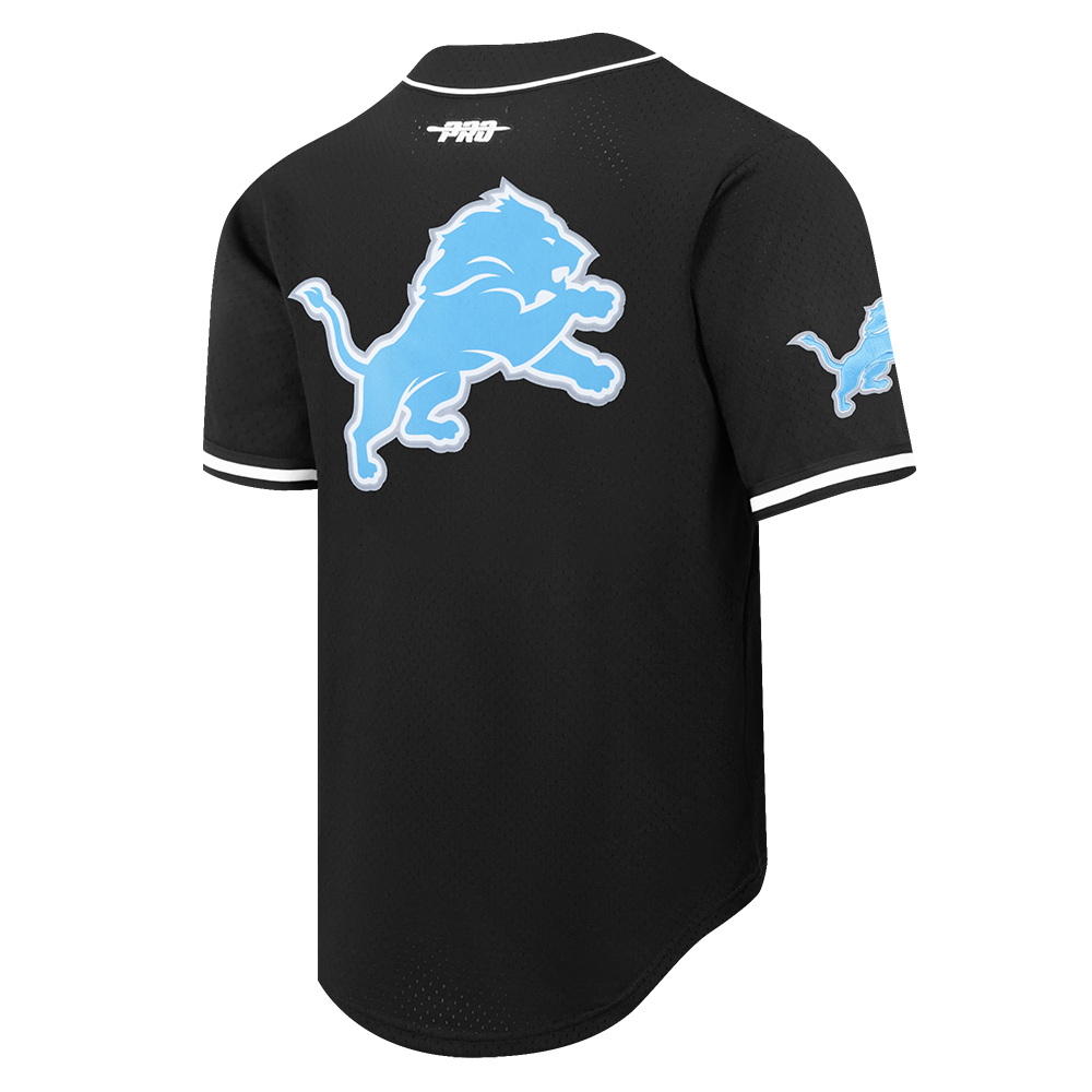 NFL DETROIT LIONS AIDAN HUTCHINSON #97 CLASSIC MESH PNN MEN'S MESH BUTTON DOWN SHIRT (BLACK)