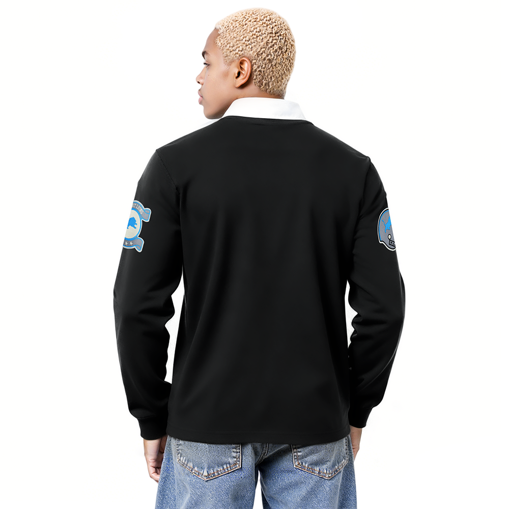 NFL DETROIT LIONS MODERN ORIGINALS MEN'S LS RUGBY (BLACK)
