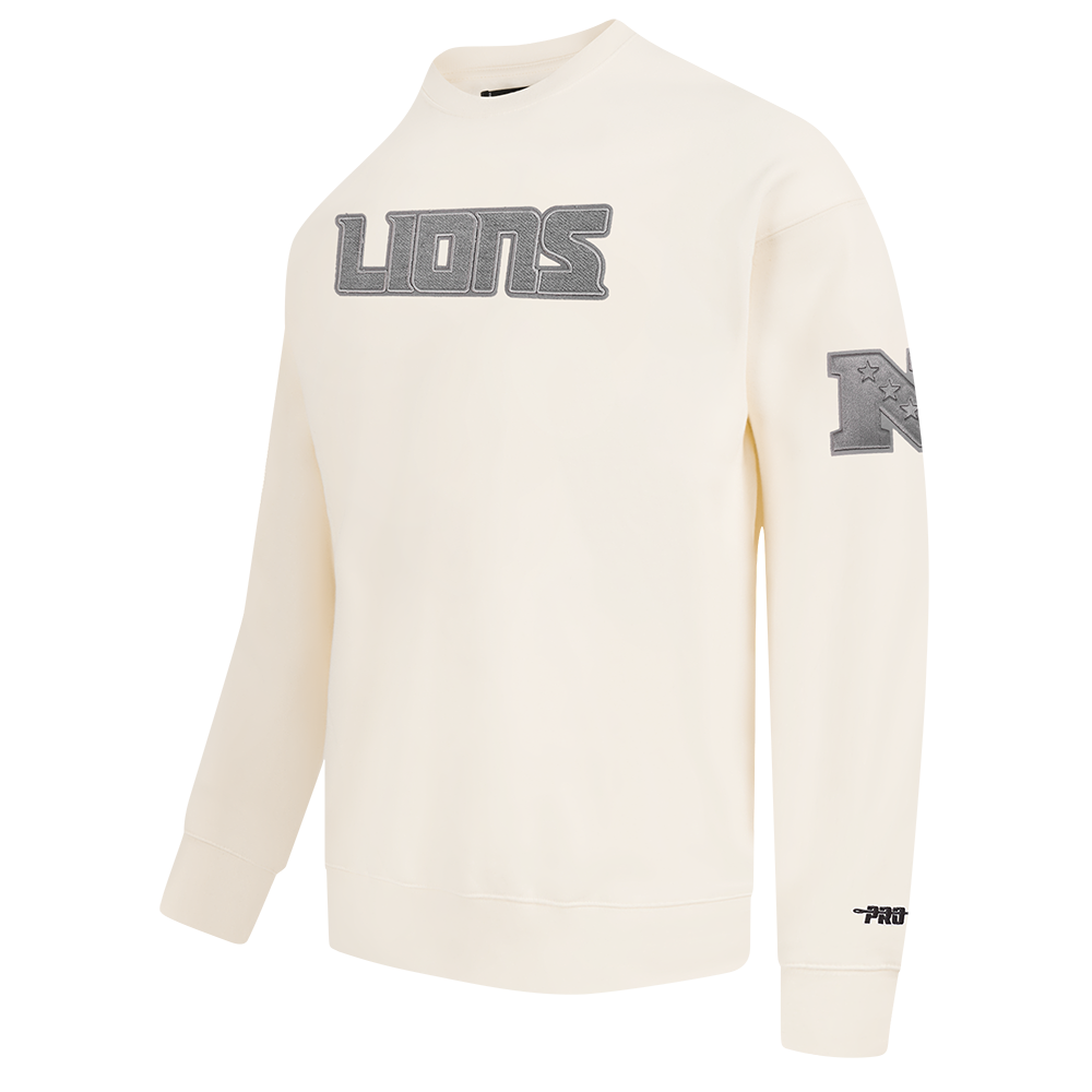 NFL DETROIT LIONS REVERSE FRENCH TERRY MEN'S DROP SHOULDER FLC CREWN (EGGSHELL)