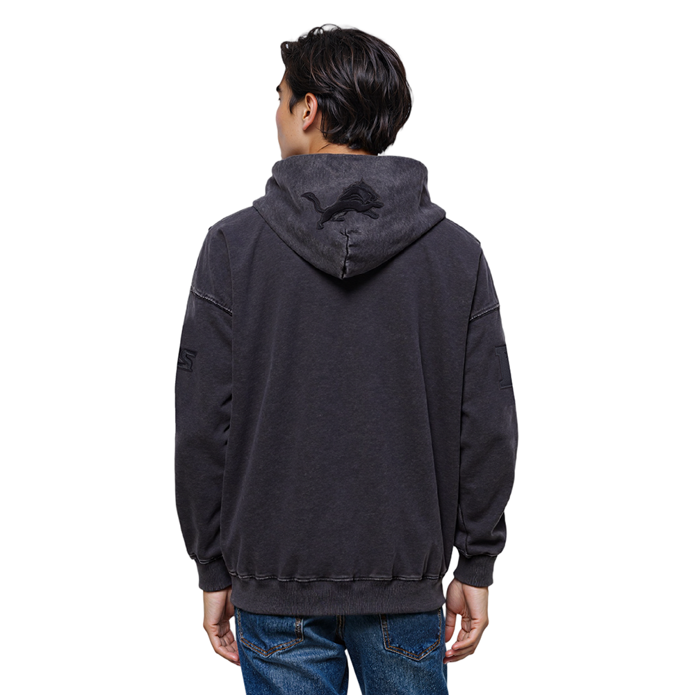 NFL DETROIT LIONS WASHED CLASSIC MEN'S ENZYME WASH DROP SHOULDER FT (WASHED BLACK)