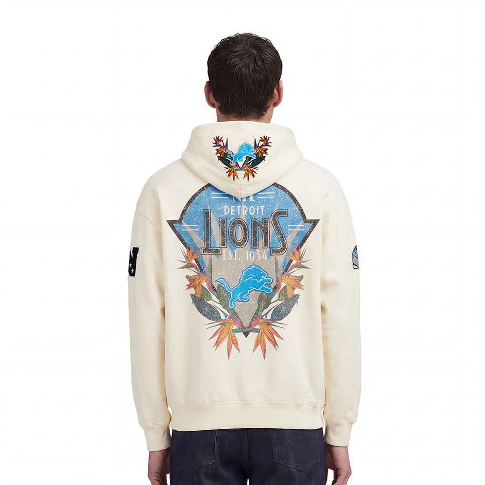 NFL DETROIT LIONS PARADISE MEN'S PULL OVER HOODIE (EGGSHELL)