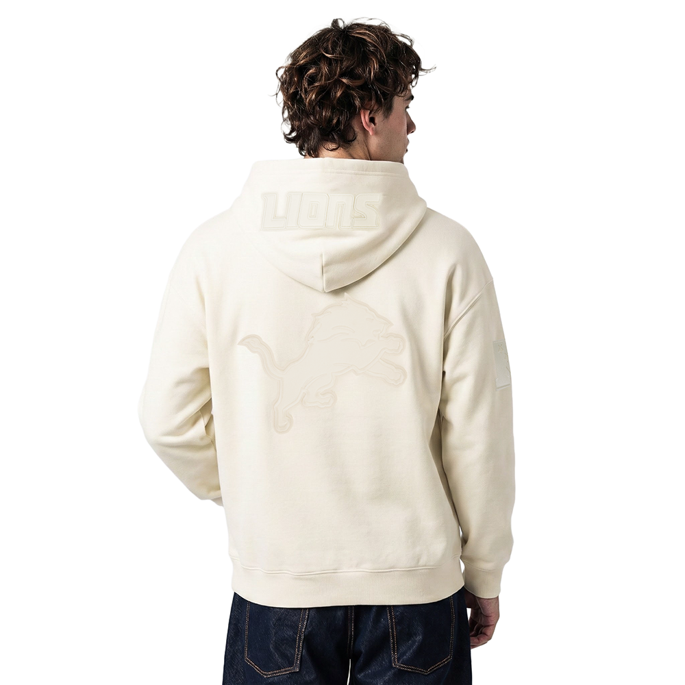 NFL DETROIT LIONS AIDAN HUTCHINSON #97 NEUTRAL PNN MEN'S DROP SHOULDER FLC PO HOODIE (EGGSHELL)
