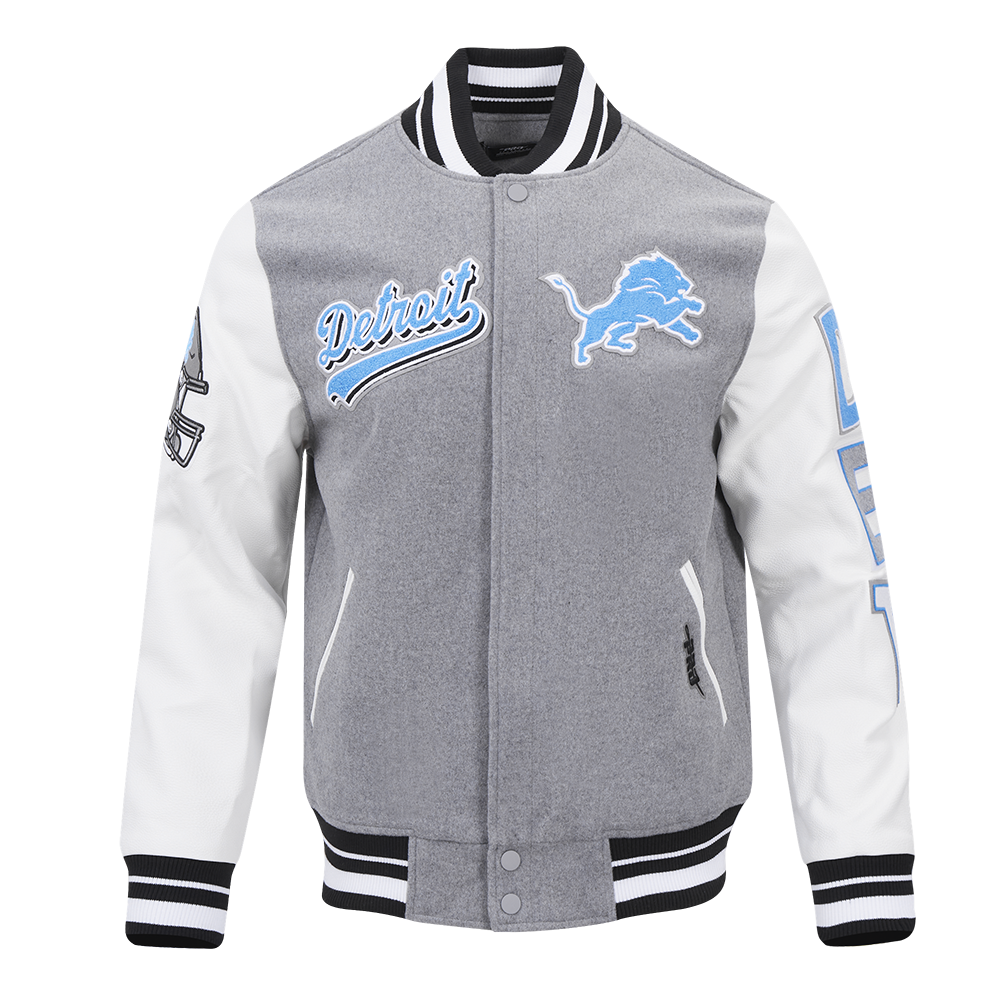 NFL DETROIT LIONS SCRIPT TAIL MEN'S RIB WOOL VARSITY (BLACK/WHITE)