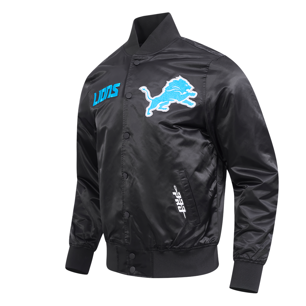 NFL DETROIT LIONS SOUVENIR MEN'S SATIN JACKET (BLACK)