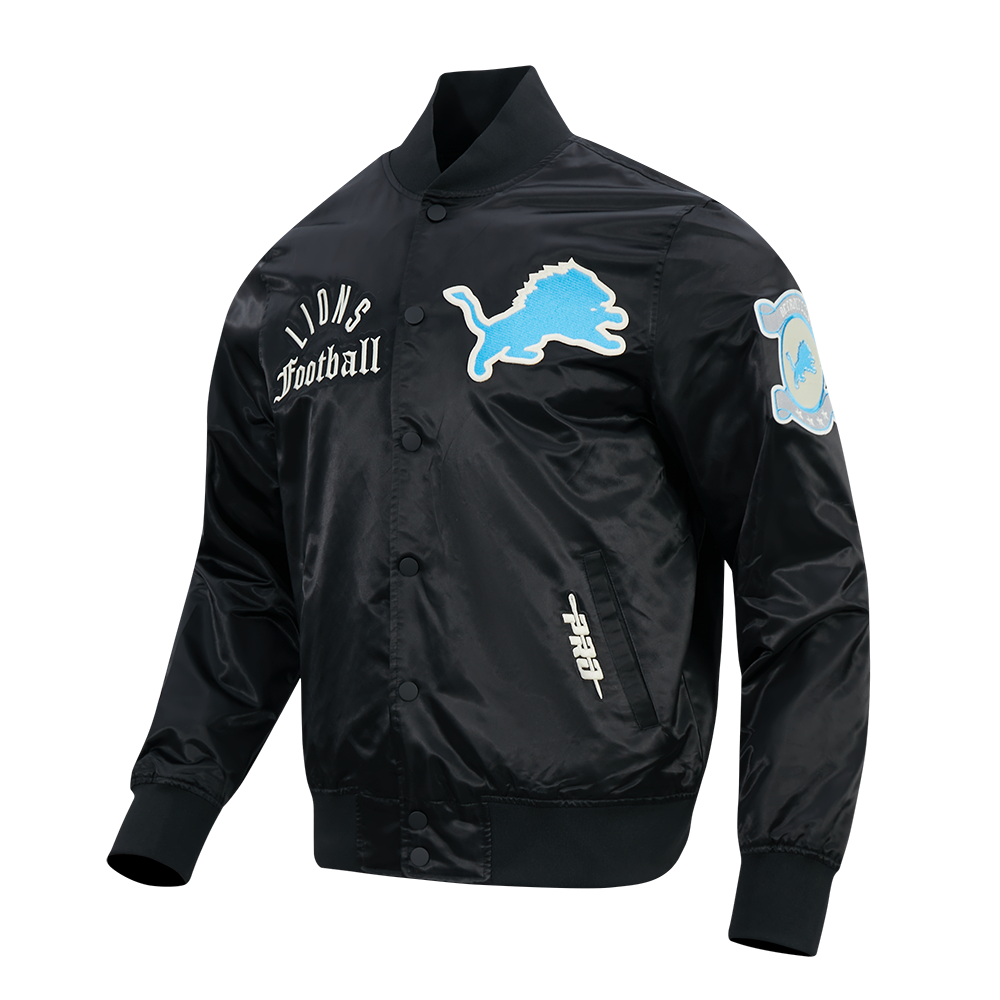 NFL DETROIT LIONS MODERN ORIGINALS MEN'S SATIN JACKET (BLACK)