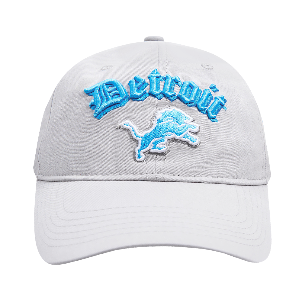 DETROIT LIONS OLD ENGLISH DAD HAT (GRAY)