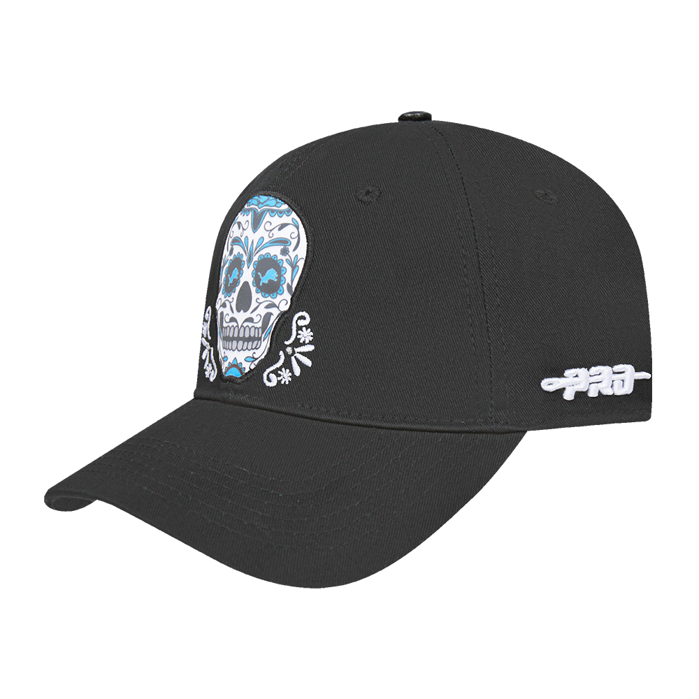 NFL DETROIT LIONS SUGAR SKULL COTTON TWILL PRO SCORE STRAPBACK (BLACK)