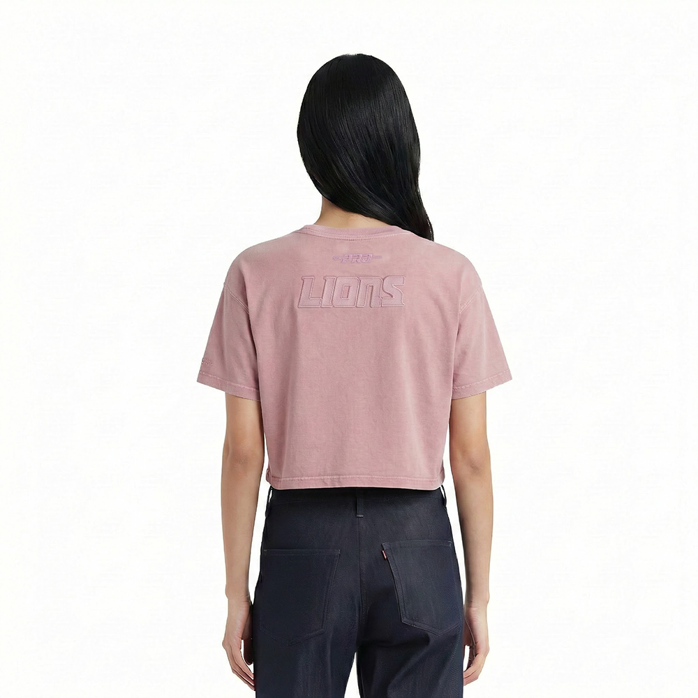 NFL DETROIT LIONS WASHED CLASSIC WOMEN'S ENZYME WASH BOXY TEE (WASHED MAUVE)