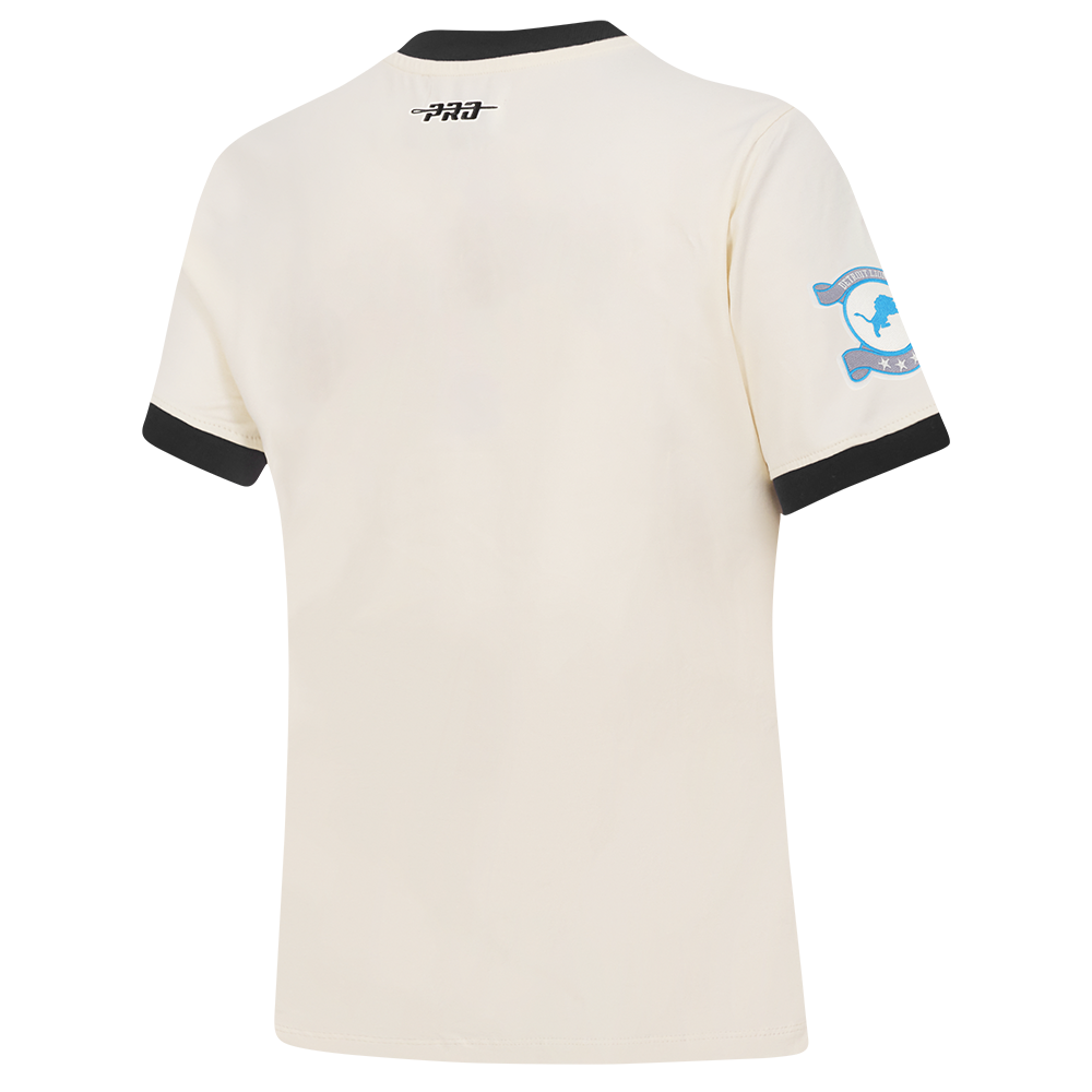 NFL DETROIT LIONS MODERN ORIGINALS WOMEN'S RINGER TEE (EGGSHELL/ BLACK)