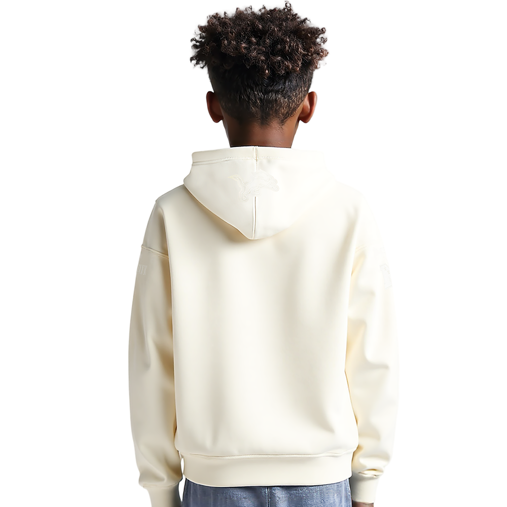 NFL DETROIT LIONS NEUTRAL BIG BOYS FLEECE PULLOVER HOODIE (EGGSHELL)