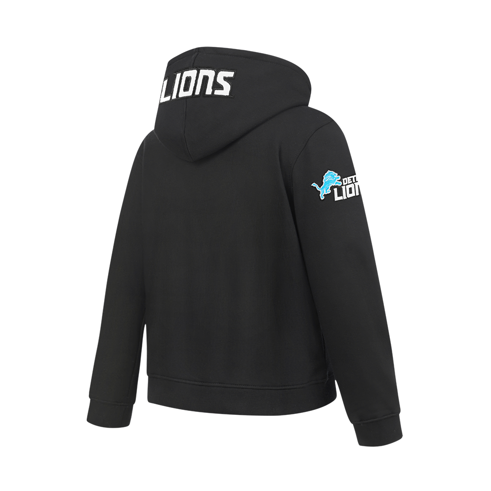 NFL DETROIT LIONS CLASSIC CHENILLE BIG BOY'S FLEECE PO HOODIE (BLACK)