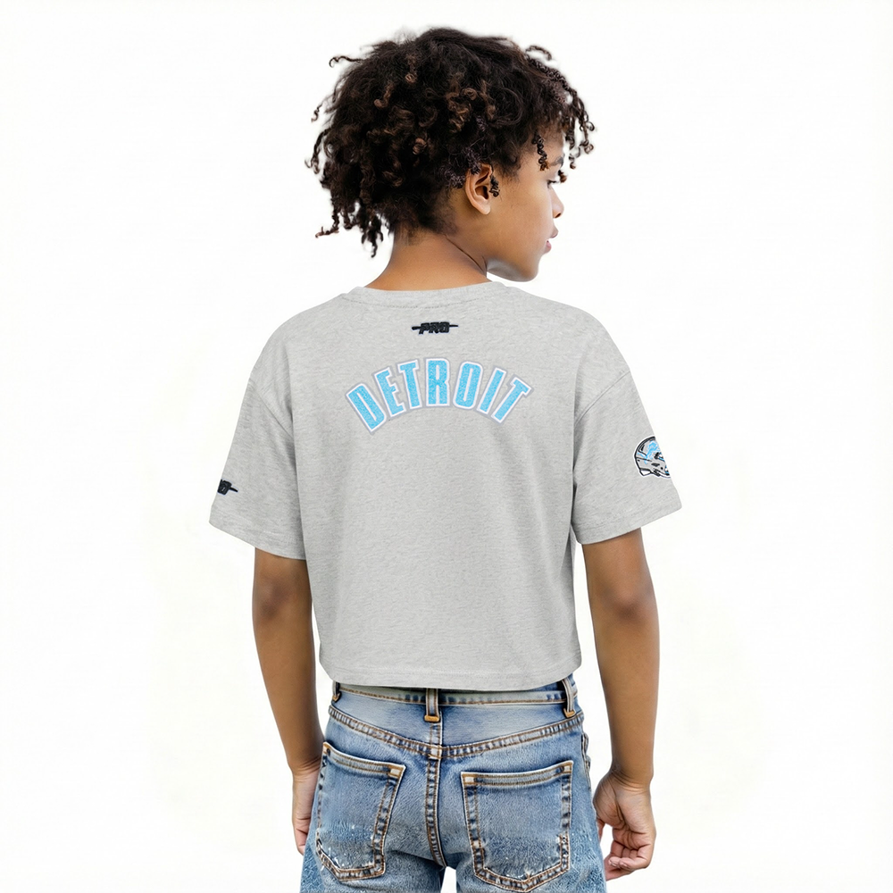 NFL DETROIT LIONS CLASSIC BIG GIRL'S SS BOXY TEE (HEATHER GREY)