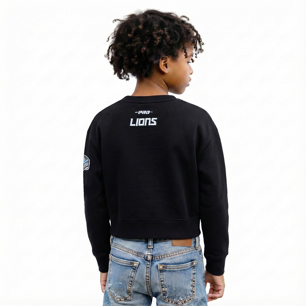 NFL DETROIT LIONS CLASSIC BIG GIRL'S FLC CREWNECK (BLACK)