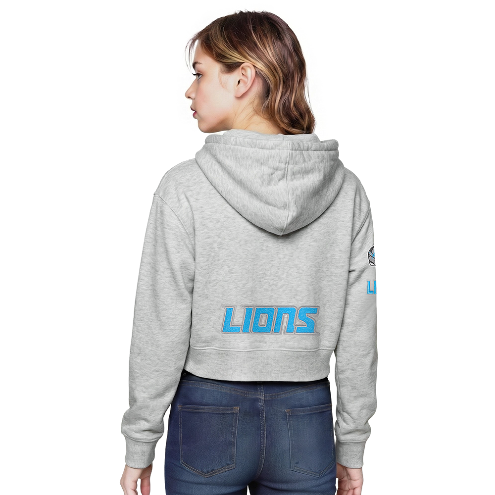 NFL DETROIT LIONS CLASSIC BIG GIRL'S FLC FZ HOODIE (HEATHER GREY)