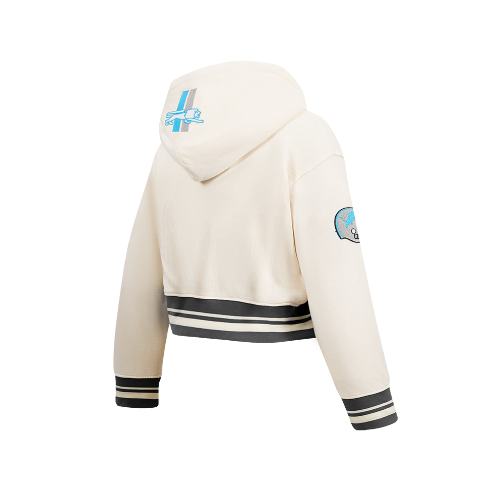 NFL DETROIT LIONS RETRO CLASSIC BIG GIRL'S RIB FLC PO HOODIE (EGGSHELL/ BLACK)