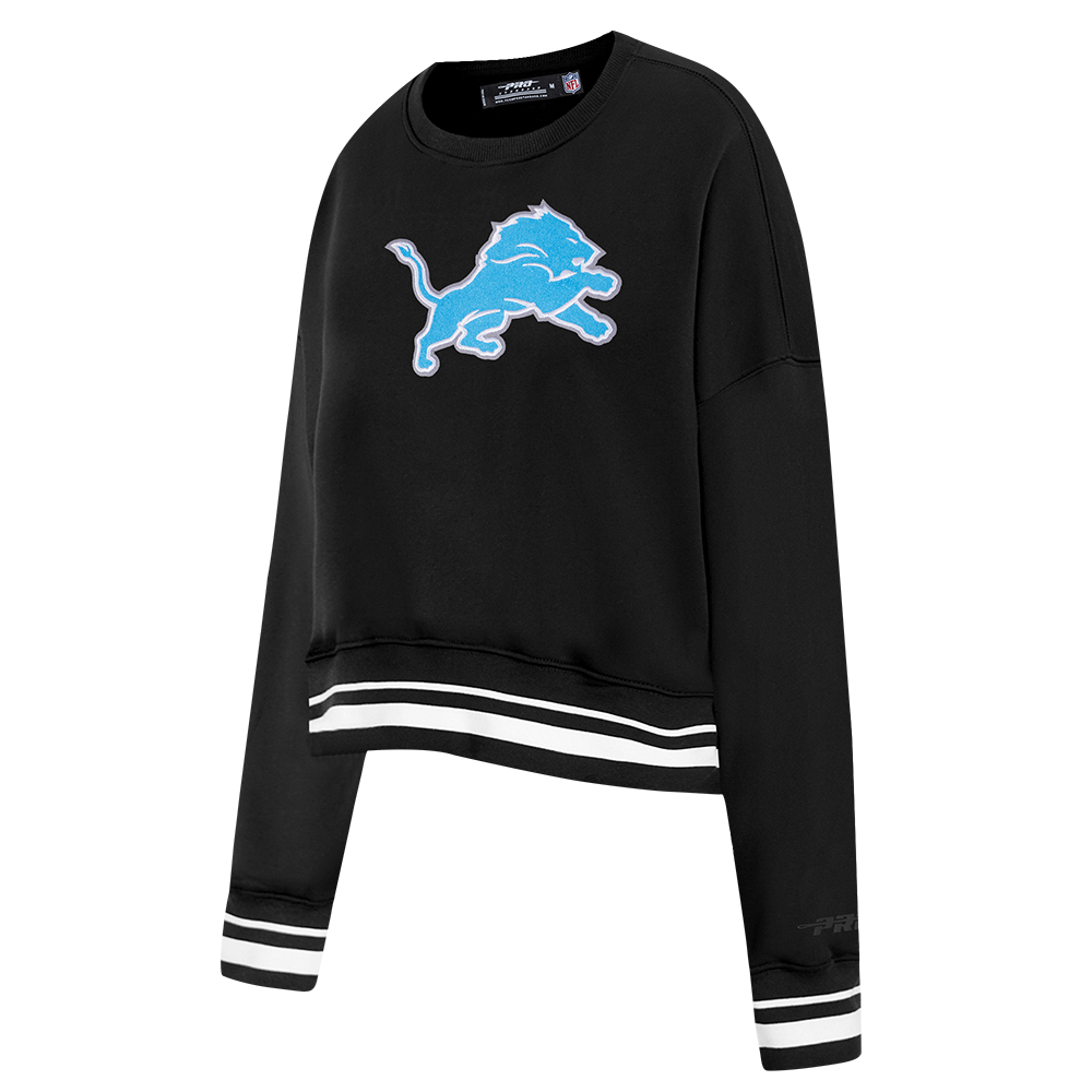 NFL DETROIT LIONS MASHUP WOMEN'S RIB CREWNECK (BLACK)