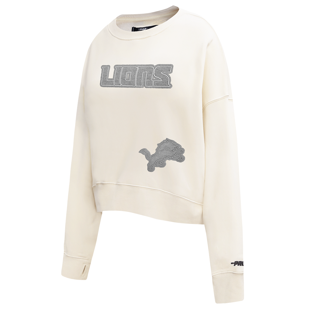 NFL DETROIT LIONS REVERSE FRENCH TERRY WOMEN'S FLEECE CREWNECK (EGGSHELL)