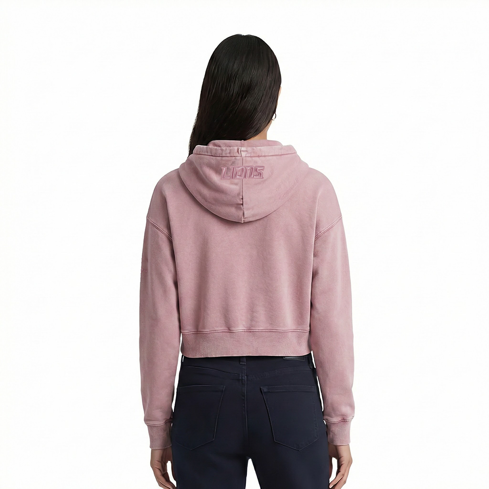 NFL DETROIT LIONS WASHED CLASSIC WOMEN'S ENZYME WASH FT CROPPED PO HOO (WASHED MAUVE)