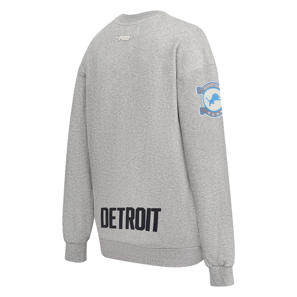 NFL DETROIT LIONS MODERN ORIGINALS WOMEN'S STANDARD FLC CREWNECK (Heather Grey)