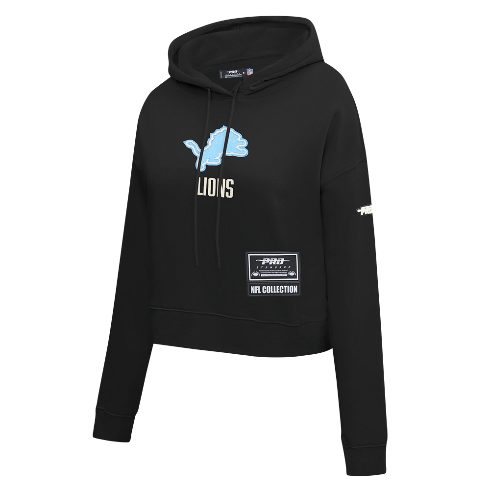 NFL DETROIT LIONS MODERN ORIGINALS WOMEN'S FLC CROPPED PO HOODIE (BLACK)