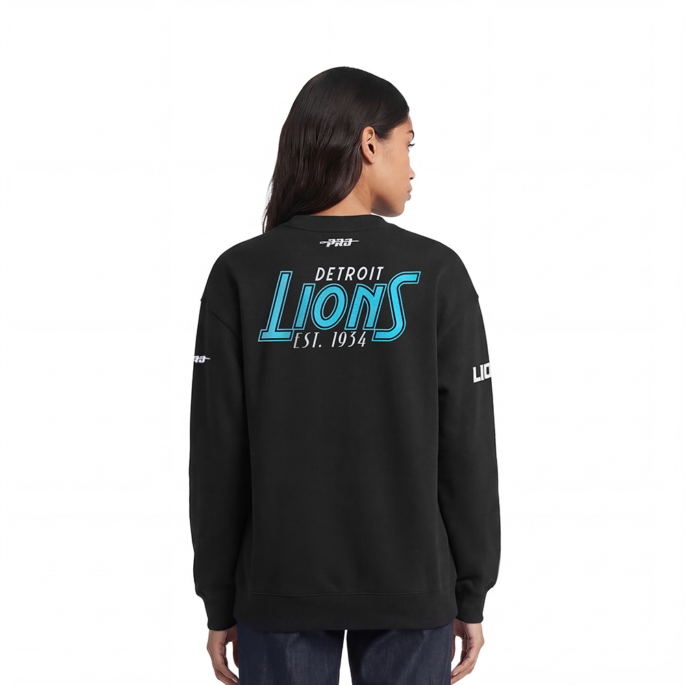 NFL DETROIT LIONS PARADISE WOMEN'S CREWNECK SWEATSHIRT (BLACK)
