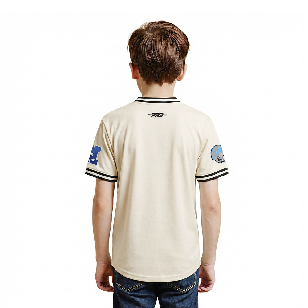 NFL DETROIT LIONS RETRO CLASSIC LITTLE BOY'S SS STRIPED RIB TEE (EGGSHELL/ BLACK)