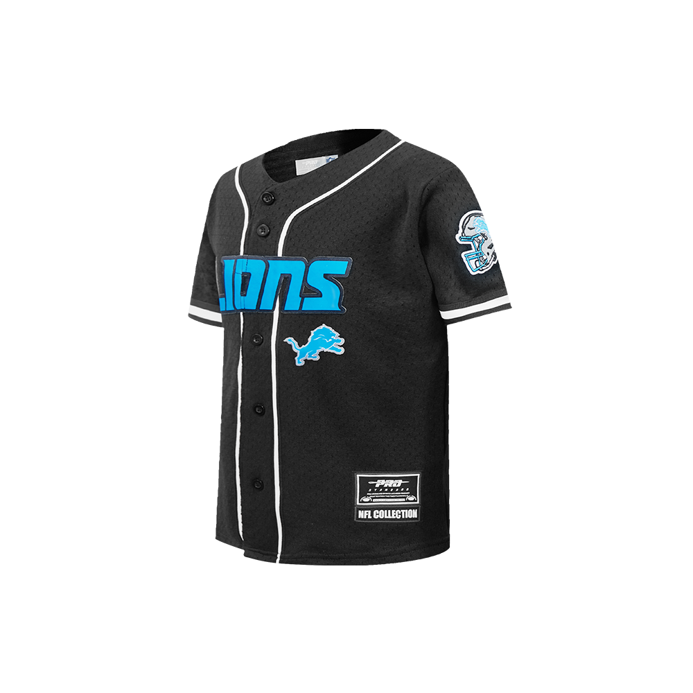 NFL DETROIT LIONS MESH LITTLE BOY'S MESH BUTTON DOWN SHIRT (BLACK)