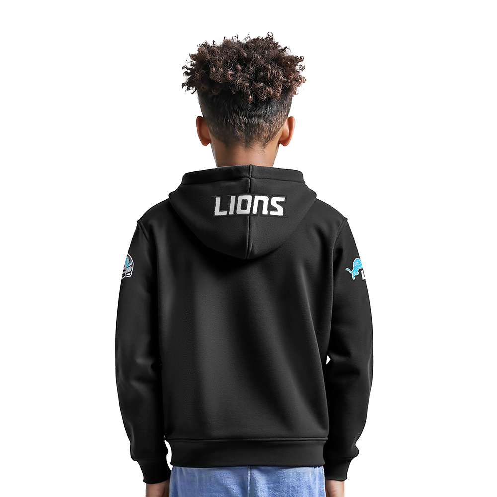 NFL DETROIT LIONS CLASSIC CHENILLE LITTLE BOY'S FLEECE PO HOODIE (BLACK)