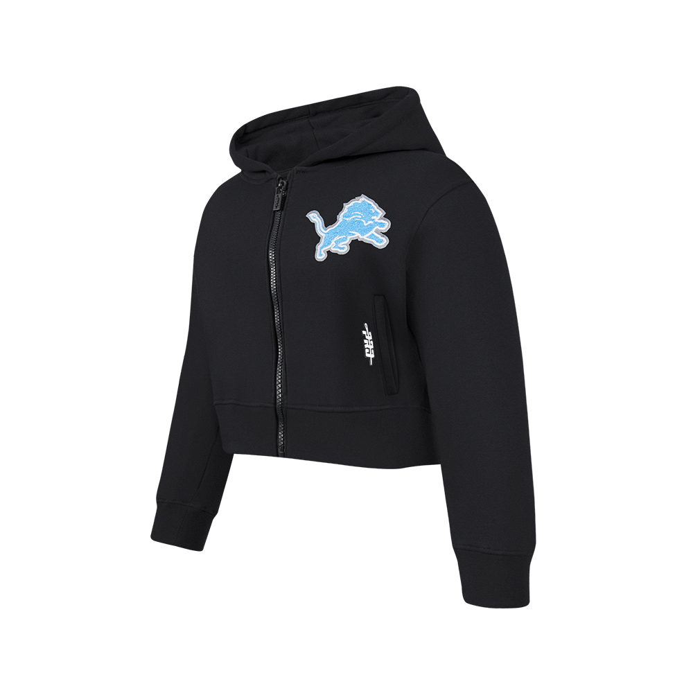 NFL DETROIT LIONS CLASSIC LITTLE GIRLS  FLEECE FULL ZIP HOODIE (BLACK)