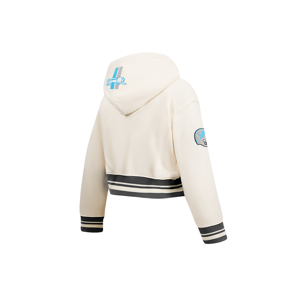 NFL DETROIT LIONS RETRO CLASSIC LITTLE GIRL'S RIB FLC PO HOODIE (EGGSHELL/ BLACK)