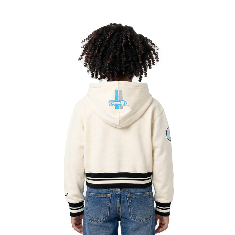 NFL DETROIT LIONS RETRO CLASSIC LITTLE GIRL'S RIB FLC PO HOODIE (EGGSHELL/ BLACK)
