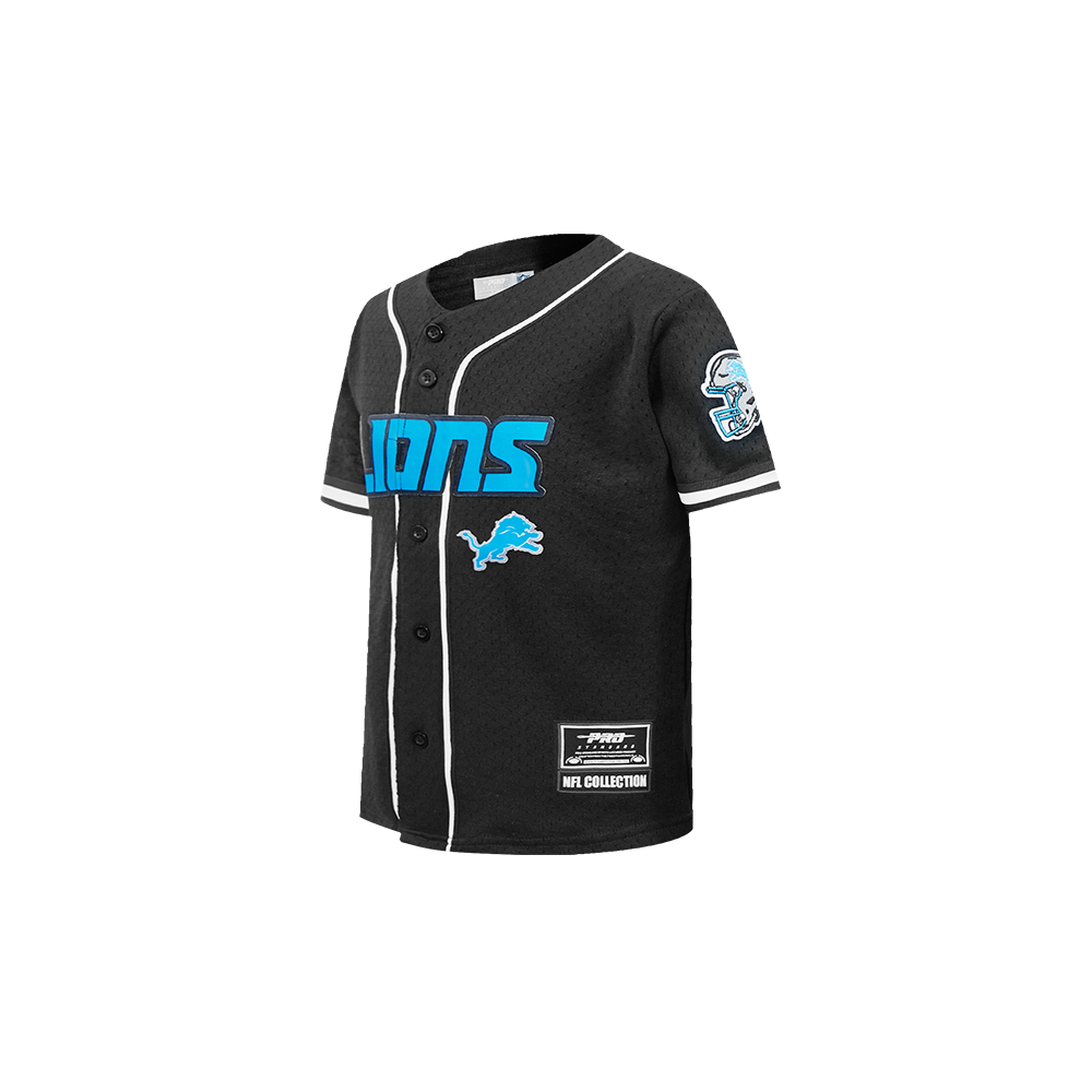 NFL DETROIT LIONS MESH TODDLER BOY'S MESH BUTTON DOWN SHIRT (BLACK)