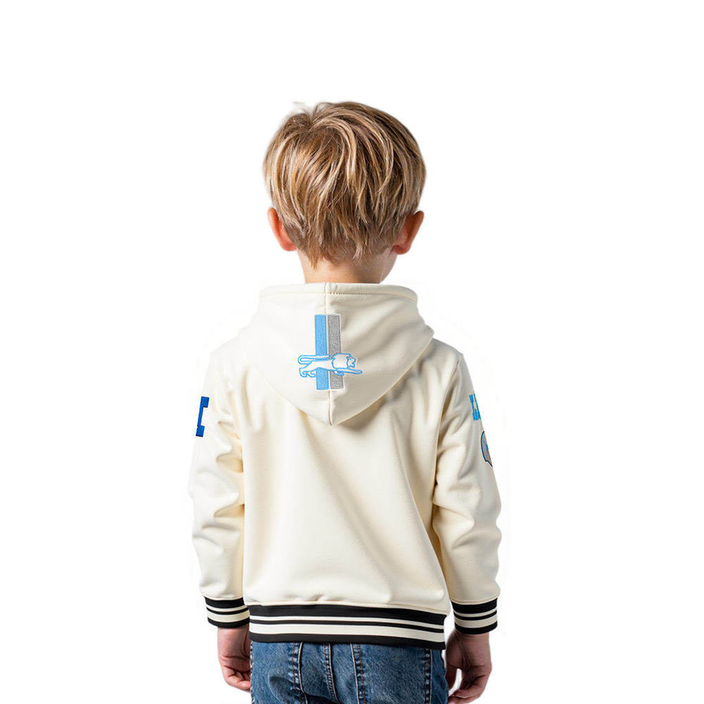NFL DETROIT LIONS RETRO CLASSIC TODDLER BOYS RIB FLEECE PULLOVER HOODIE (EGGSHELL/ BLACK)