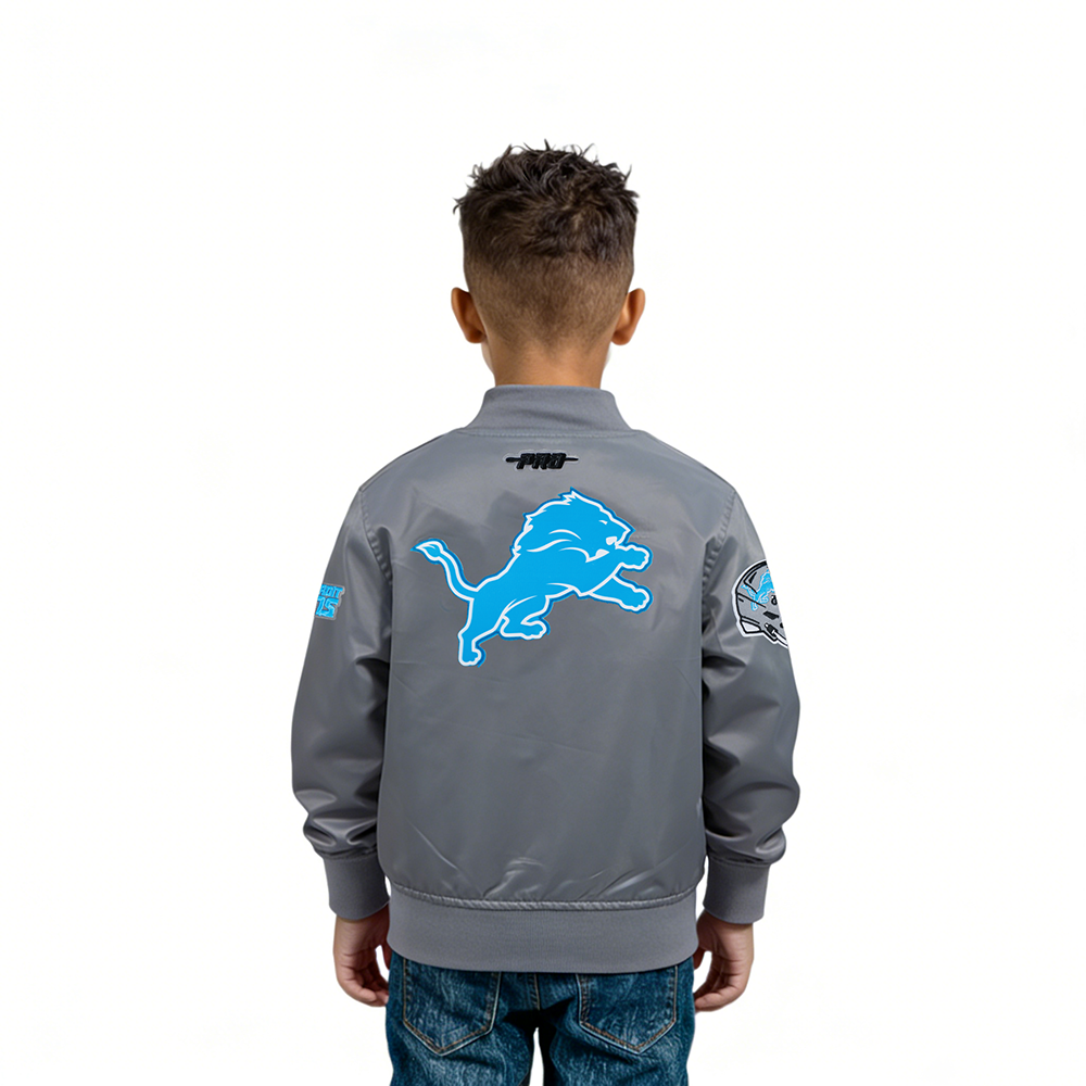 NFL DETROIT LIONS CLASSIC CHENILLE TODDLER BOY'S SATIN JACKET (GRAY)