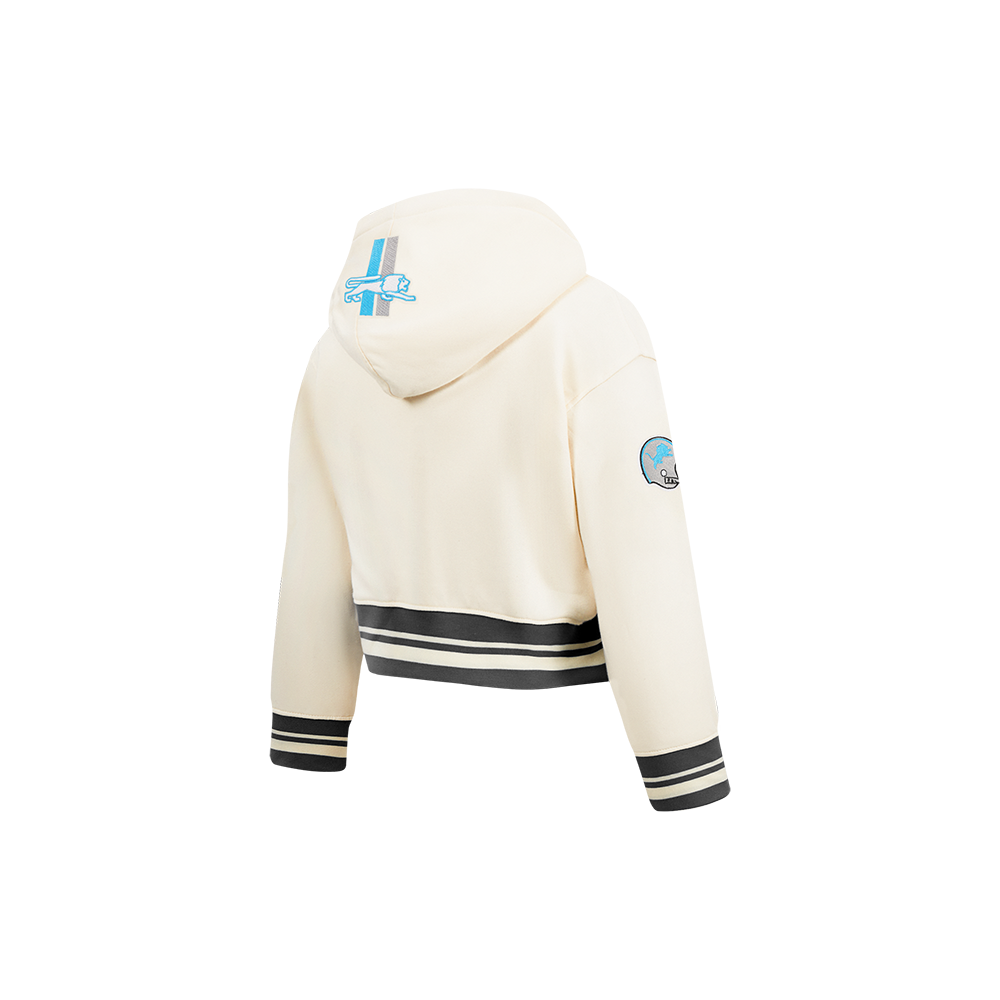 NFL DETROIT LIONS RETRO CLASSIC TODDLER GIRL'S RIB FLC PO HOODIE (EGGSHELL/ BLACK)