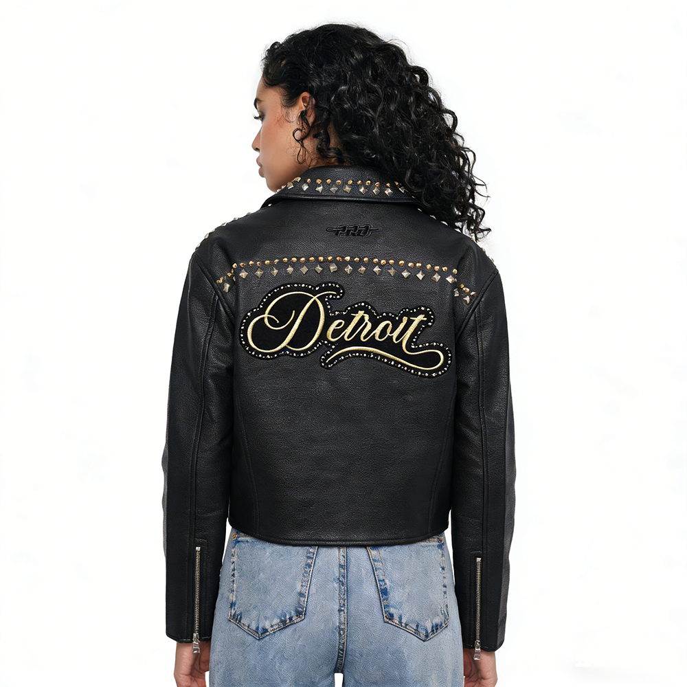NFL DETROIT LIONS RENEGADE WOMEN'S LEATHER JACKET (BLACK)