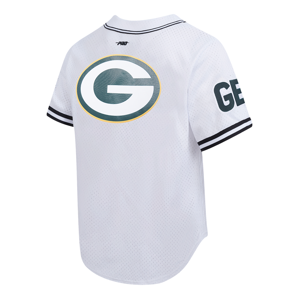 NFL GREEN BAY PACKERS MESH MEN'S BUTTON UP SHIRT (WHITE / BLACK / WHTE)