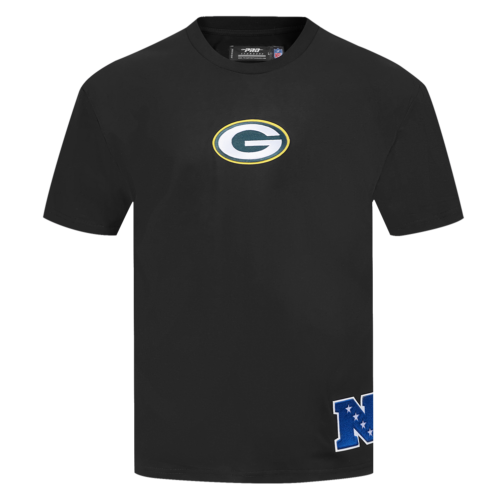 NFL GREEN BAY PACKERS WINGSPAN MEN'S DROP SHOULDER LS TEE (BLACK)