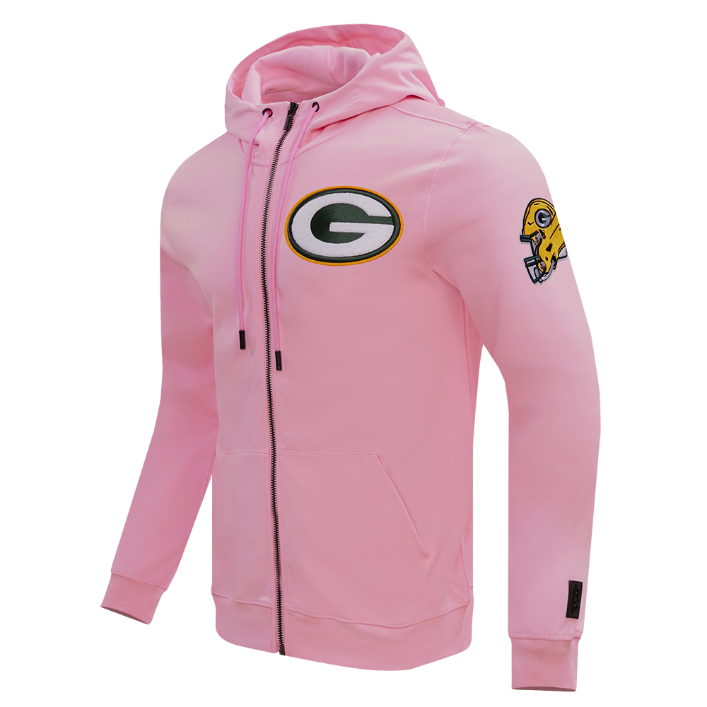 NFL GREEN BAY PACKERS  CLASSIC CHENILLE DOUBLE KNIT FULL ZIP HOODIE (PINK)