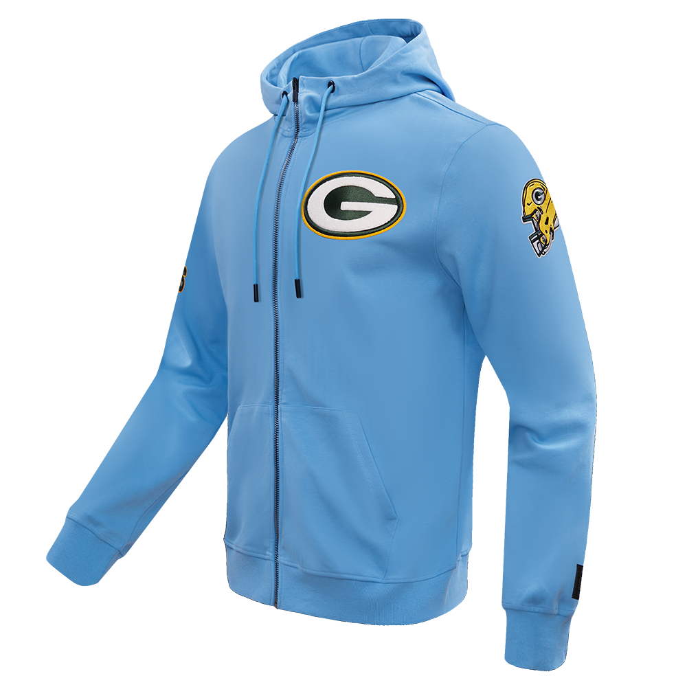 NFL GREEN BAY PACKERS  CLASSIC CHENILLE DOUBLE KNIT FULL ZIP HOODIE (UNIVERSITY BLUE)