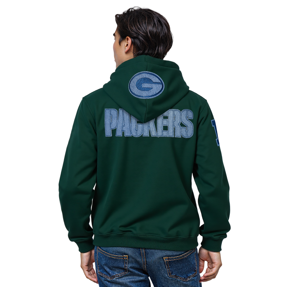 NFL GREEN BAY PACKERS VARSITY BLUES PO HOODIE (FOREST GREEN)